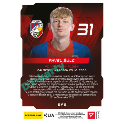 2021/22 Sportzoo Fortuna Liga 2. série #BF5 Pavel Šulc BRIGHT FUTURE