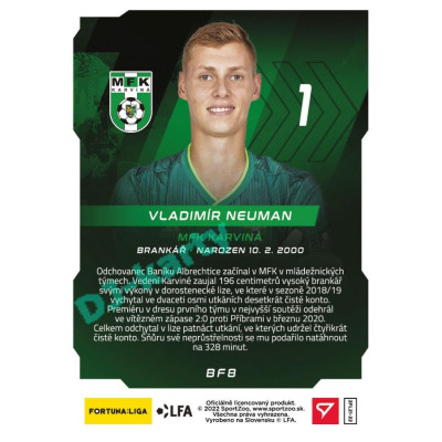 2021/22 Sportzoo Fortuna Liga 2. série #BF8 Vladimír Neuman BRIGHT FUTURE