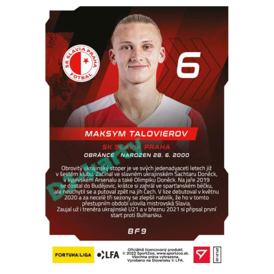 2021/22 Sportzoo Fortuna Liga 2. série #BF9 Maksym Talovierov BRIGHT FUTURE