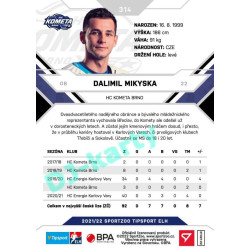 2021/22 Sportzoo TIPSPORT ELH 2. série #314 Dalimil Mikyska