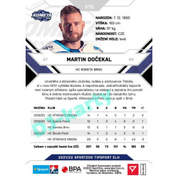 2021/22 Sportzoo TIPSPORT ELH 2. série #315 Martin Dočekal