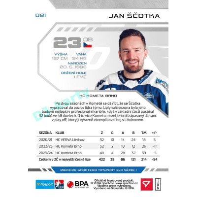 2024/25 Sportzoo ELH 1. serie #081 Jan Ščotka