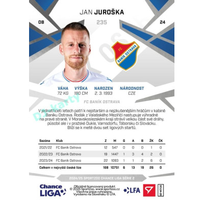 2024/25 Sportzoo Chance Liga 2. série #235 Jan Juroška