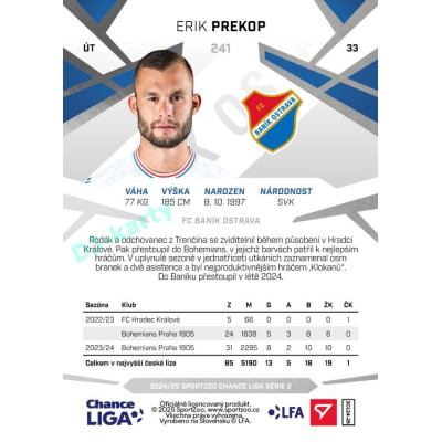 2024/25 Sportzoo Chance Liga 2. série #241 Erik Prekop