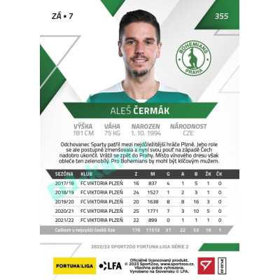 2022/23 Sportzoo Fortuna Liga 2. série #355 Aleš Čermák