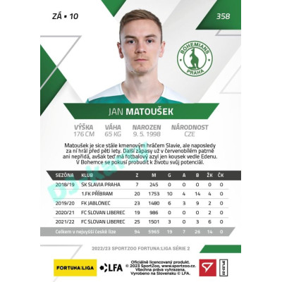 2022/23 Sportzoo Fortuna Liga 2. série #358 Jan Matoušek