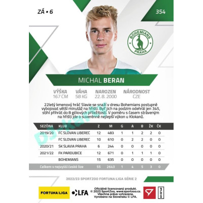 2022/23 Sportzoo Fortuna Liga 2. série #354 Michal Beran
