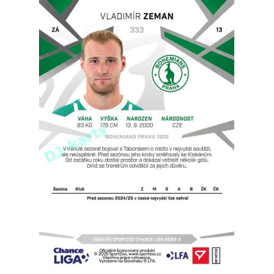 2024/25 Sportzoo Chance Liga 2. série #333 Vladimír Zeman