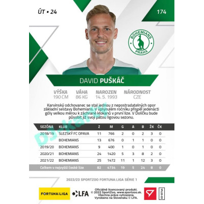 2022/23 Sportzoo Fortuna Liga 1. série #174 David Puškáč