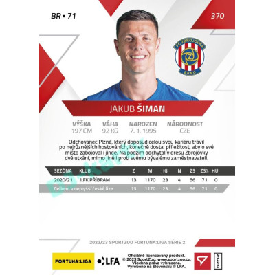 2022/23 Sportzoo Fortuna Liga 2. série #370 Jakub Šiman