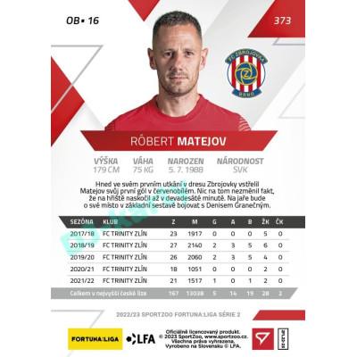 2022/23 Sportzoo Fortuna Liga 2. série #373 Róbert Matejov