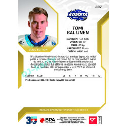 2022/23 Sportzoo ELH 2. série #337 Tomi Sallinen Gold xx/19
