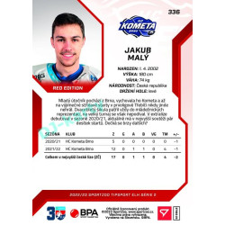 2022/23 Sportzoo ELH 2. série #336 Jakub Malý Red xx/49