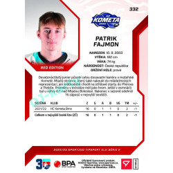 2022/23 Sportzoo ELH 2. série #332 Patrik Fajmon Red xx/49