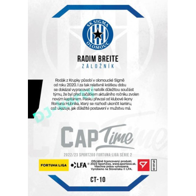 2022/23 Sportzoo Fortuna Liga 2. série #CT-10 Radim Breite Captime