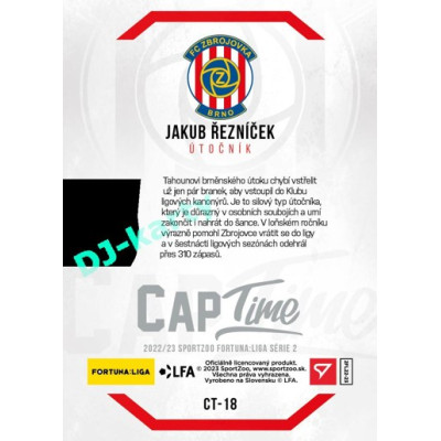 2022/23 Sportzoo Fortuna Liga 2. série #CT-18 Jakub Řezníček Captime