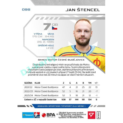 2024/25 Sportzoo ELH 1. serie #098 Jan Štencel