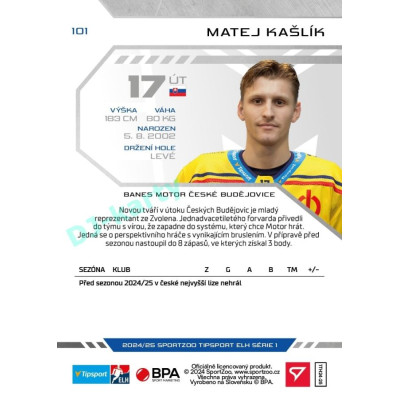 2024/25 Sportzoo ELH 1. serie #101 Matej Kašlík