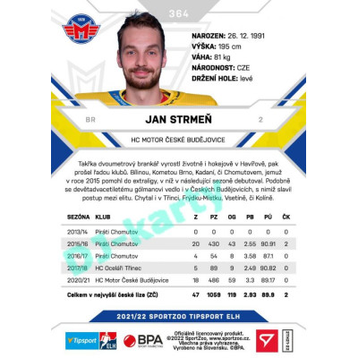 2021/22 Sportzoo TIPSPORT ELH 2. série #364 Jan Strmeň