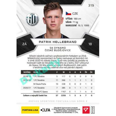 2021/22 Sportzoo Fortuna Liga 2. série #319 Patrik Hellebrand