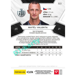 2021/22 Sportzoo Fortuna Liga 2. série #322 Matěj Valenta