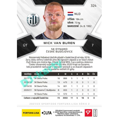 2021/22 Sportzoo Fortuna Liga 2. série #324 Mick van Buren