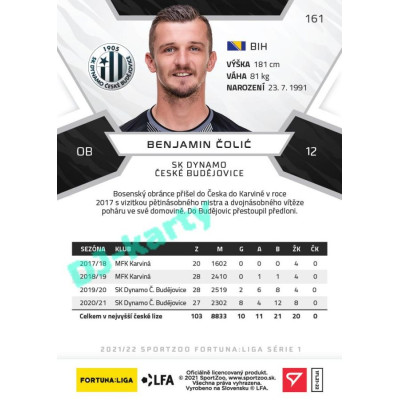 2021/22 Sportzoo Fortuna Liga Benjamin Čolič #161