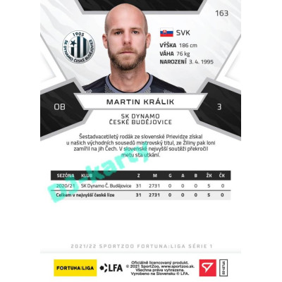 2021/22 Sportzoo Fortuna Liga Martin Králik #163