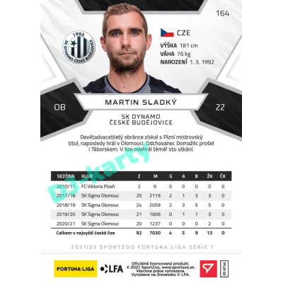 2021/22 Sportzoo Fortuna Liga Martin Sladký #164