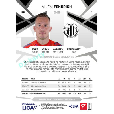 2024/25 Sportzoo Chance Liga 2. série #345 Vilém Fendrich
