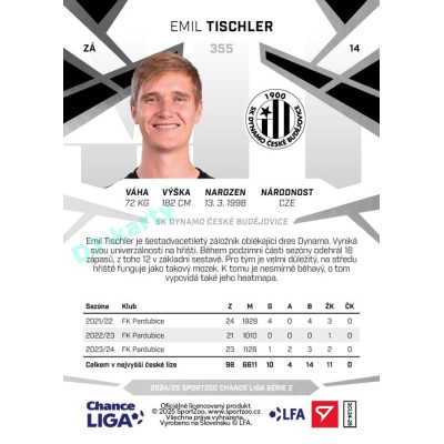 2024/25 Sportzoo Chance Liga 2. série #355 Emil Tischler
