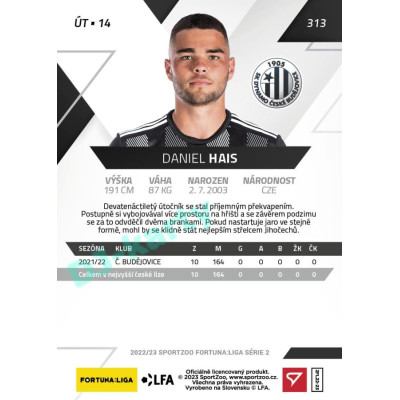 2022/23 Sportzoo Fortuna Liga 2. série #313 Daniel Hais