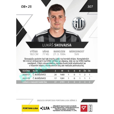 2022/23 Sportzoo Fortuna Liga 2. série #307 Lukáš Skovajsa