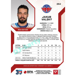 2022/23 Sportzoo ELH 1. série #054 Jakub Valský Red xx/49