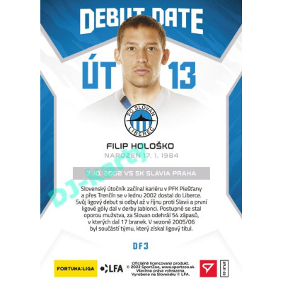 2021/22 Sportzoo Fortuna Liga 2. série #DF3 Filip Hološko DEBUT DATE FLASHBACK