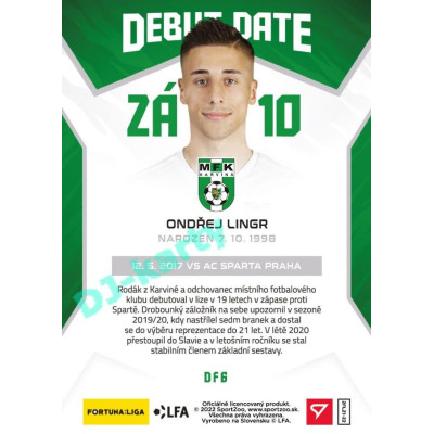2021/22 Sportzoo Fortuna Liga 2. série #DF6 Ondřej Lingr DEBUT DATE FLASHBACK