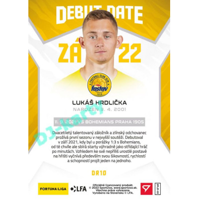 2021/22 Sportzoo Fortuna Liga 2. série #DR10 Lukáš Hrdlička DEBUT DATE ROOKIE