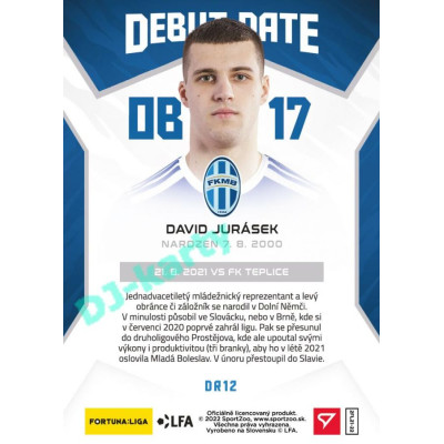 2021/22 Sportzoo Fortuna Liga 2. série #DR12 David Jurásek DEBUT DATE ROOKIE