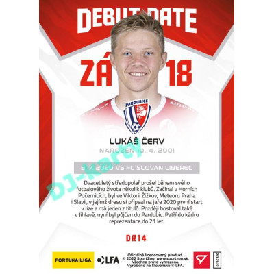 2021/22 Sportzoo Fortuna Liga 2. série #DR14 Lukáš Červ DEBUT DATE ROOKIE