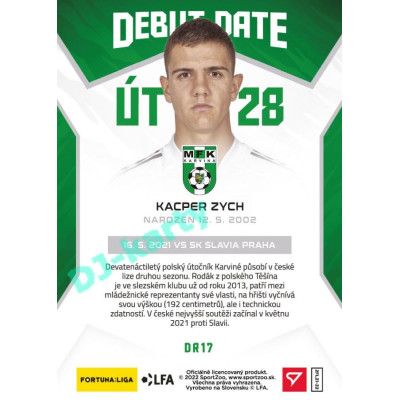 2021/22 Sportzoo Fortuna Liga 2. série #DR17 Kacper Zych DEBUT DATE ROOKIE