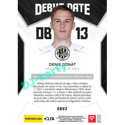 2021/22 Sportzoo Fortuna Liga Denis Donát #DR03 Debut Date Rookie