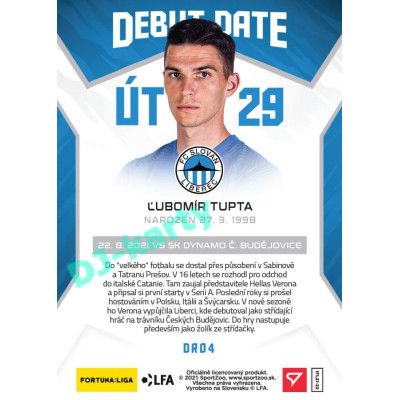 2021/22 Sportzoo Fortuna Liga Lubomít Tupta #DR04 Debut Date Rookie