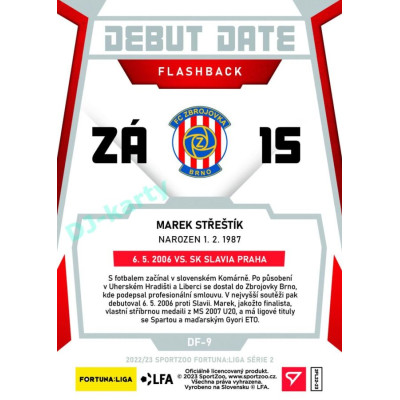 2022/23 Sportzoo Fortuna Liga 2. série #DF-9 Marek Střeštík Debut Date Flashback