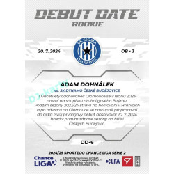 2024/25 Sportzoo Chance Liga 2. série #DD-6 Adam Dohnálek Debut Date Rookie