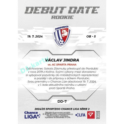 2024/25 Sportzoo Chance Liga 2. série #DD-7 Václav Jindra Debut Date Rookie