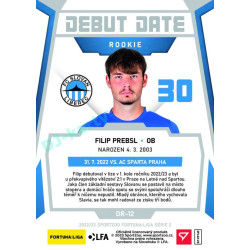 2022/23 Sportzoo Fortuna Liga 2. série #DR-12 Filip Prebsl Debut Date Rookie Limited xxx/149