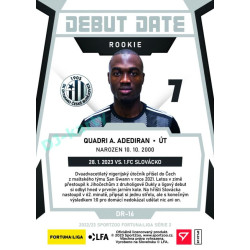 2022/23 Sportzoo Fortuna Liga 2. série #DR-16 Quadri A. Adediran Debut Date Rookie Limited xxx/149