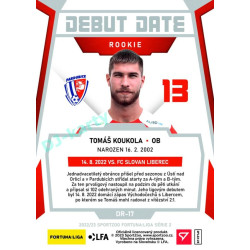 2022/23 Sportzoo Fortuna Liga 2. série #DR-17 Tomáš Koukola Debut Date Rookie Limited xxx/149
