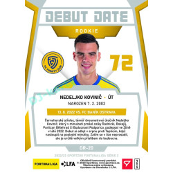2022/23 Sportzoo Fortuna Liga 2. série #DR-20 Nedeljko Kovinič Debut Date Rookie Limited xxx/149