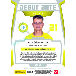 2022/23 Sportzoo Fortuna Liga 2. série #DR-22 Adam Čičovský Debut Date Rookie Limited xxx/149